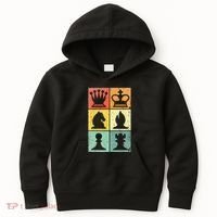 Retro Chess Player Chess Pieces Kids Hoodie thumb 0