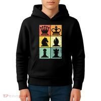 Retro Chess Player Chess Pieces Kids Hoodie thumb 4