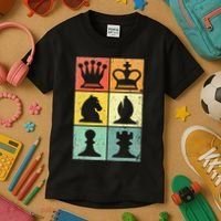 Retro Chess Player Chess Pieces Kids T-Shirt thumb 3