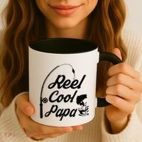 Reel Cool Papa Fishing Fathers Day Dad Birthday Gift Coffee Mug thumb 3