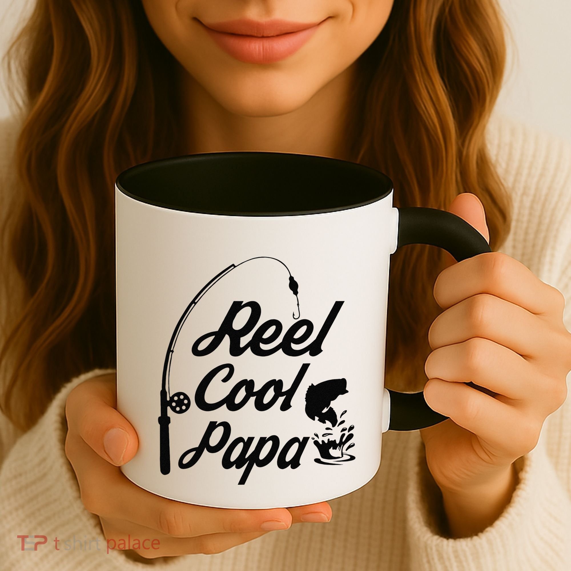 Reel Cool Papa Fishing Fathers Day Dad Birthday Gift Coffee Mug