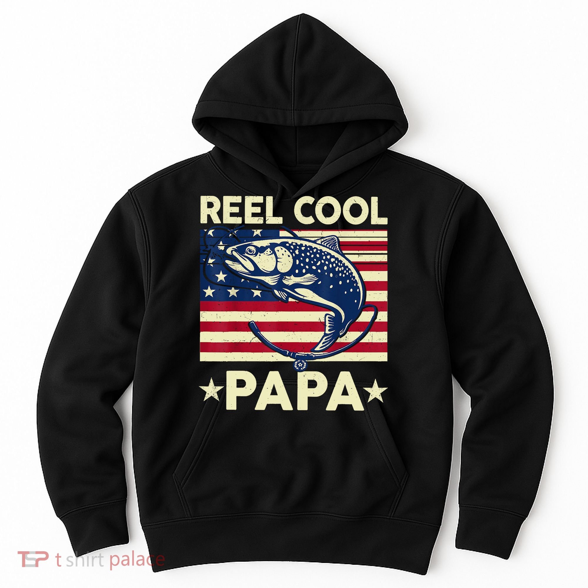 Reel Cool Papa Fathers Day Trout Fishing Gift Dad Grandpa Hoodie