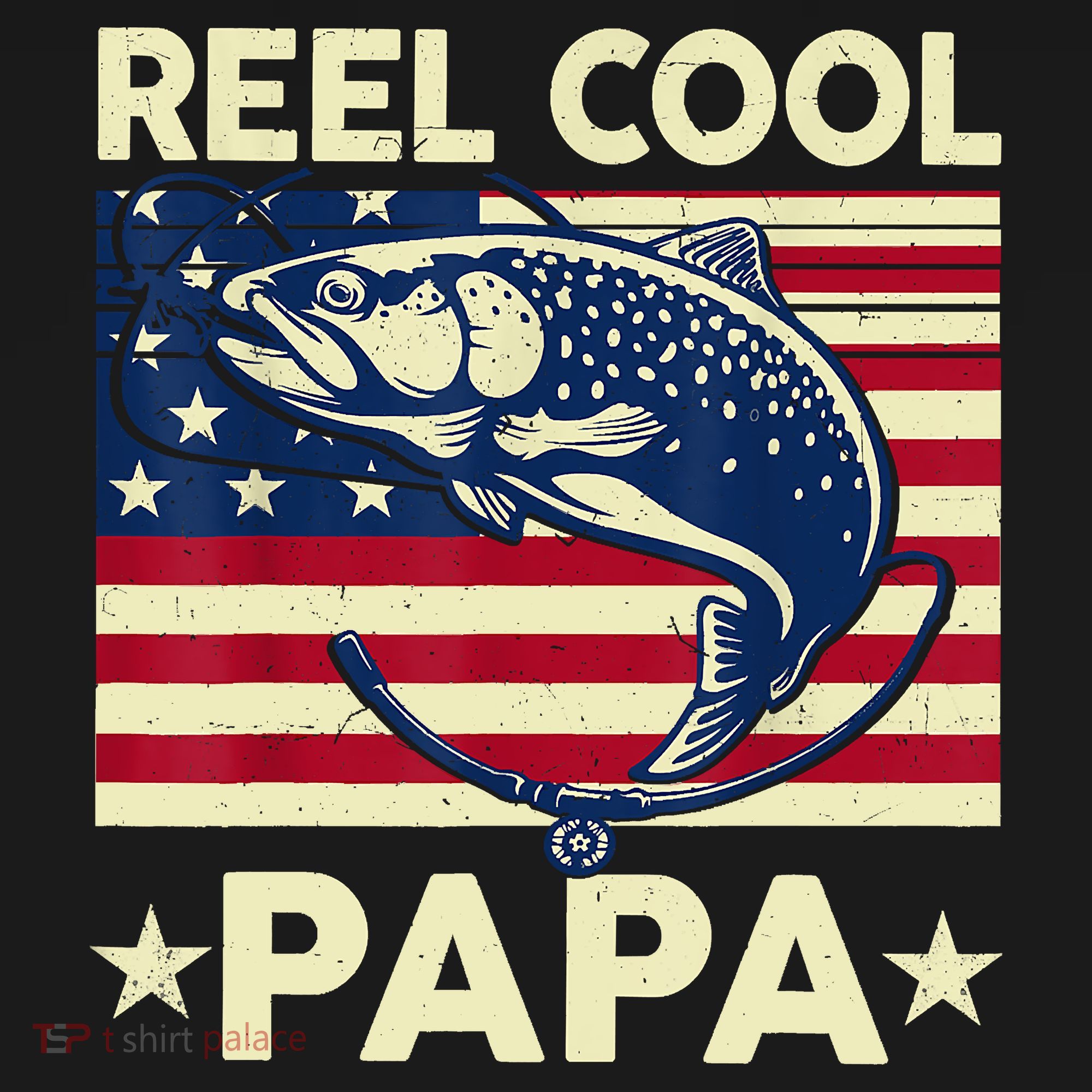 Reel Cool Papa Fathers Day Trout Fishing Gift Dad Grandpa Long Sleeve Shirt