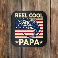 Reel Cool Papa Fathers Day Trout Fishing Gift Dad Grandpa Coaster thumb 0