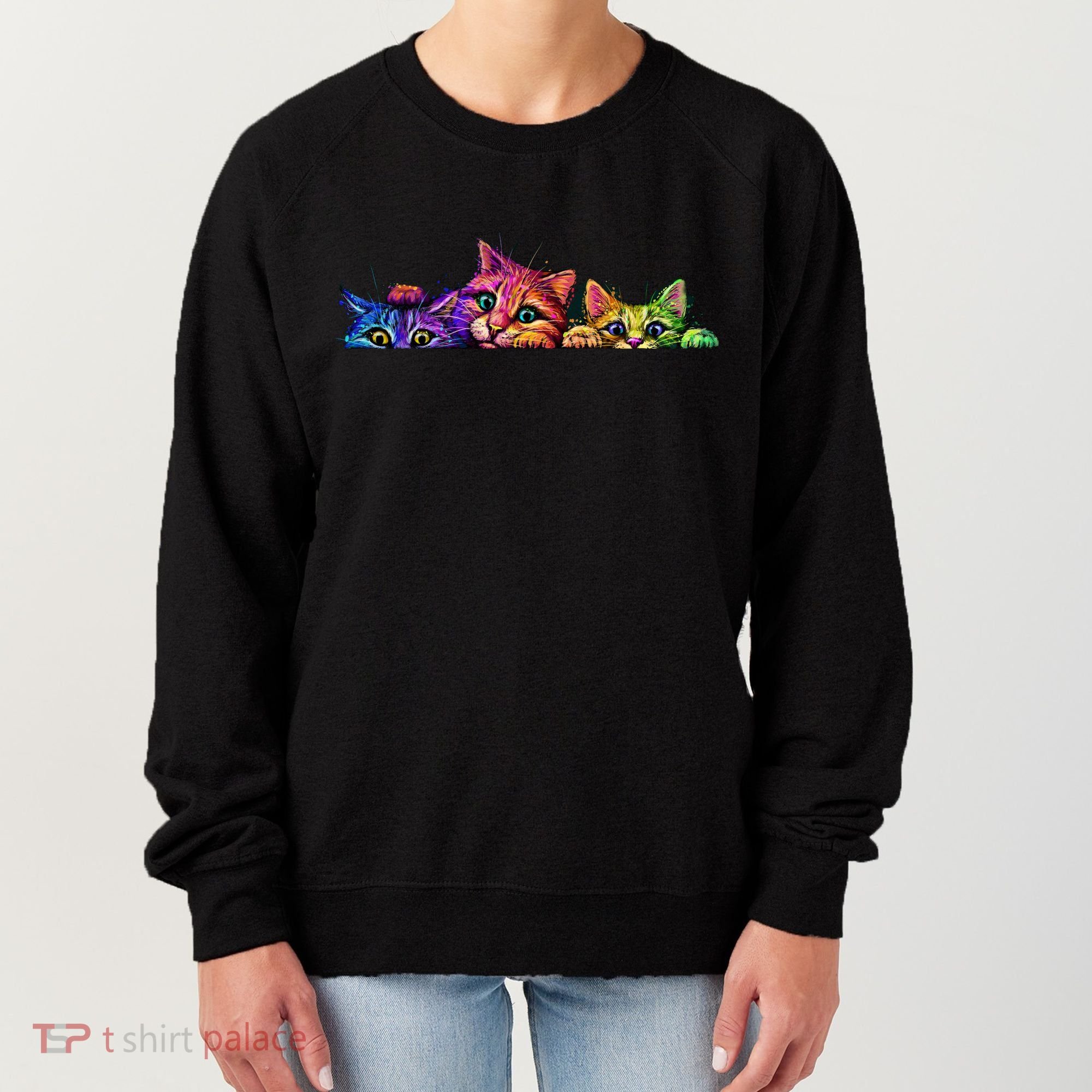 Realistic Cats Peeking Out Of Pocket Women's Sweatshirt