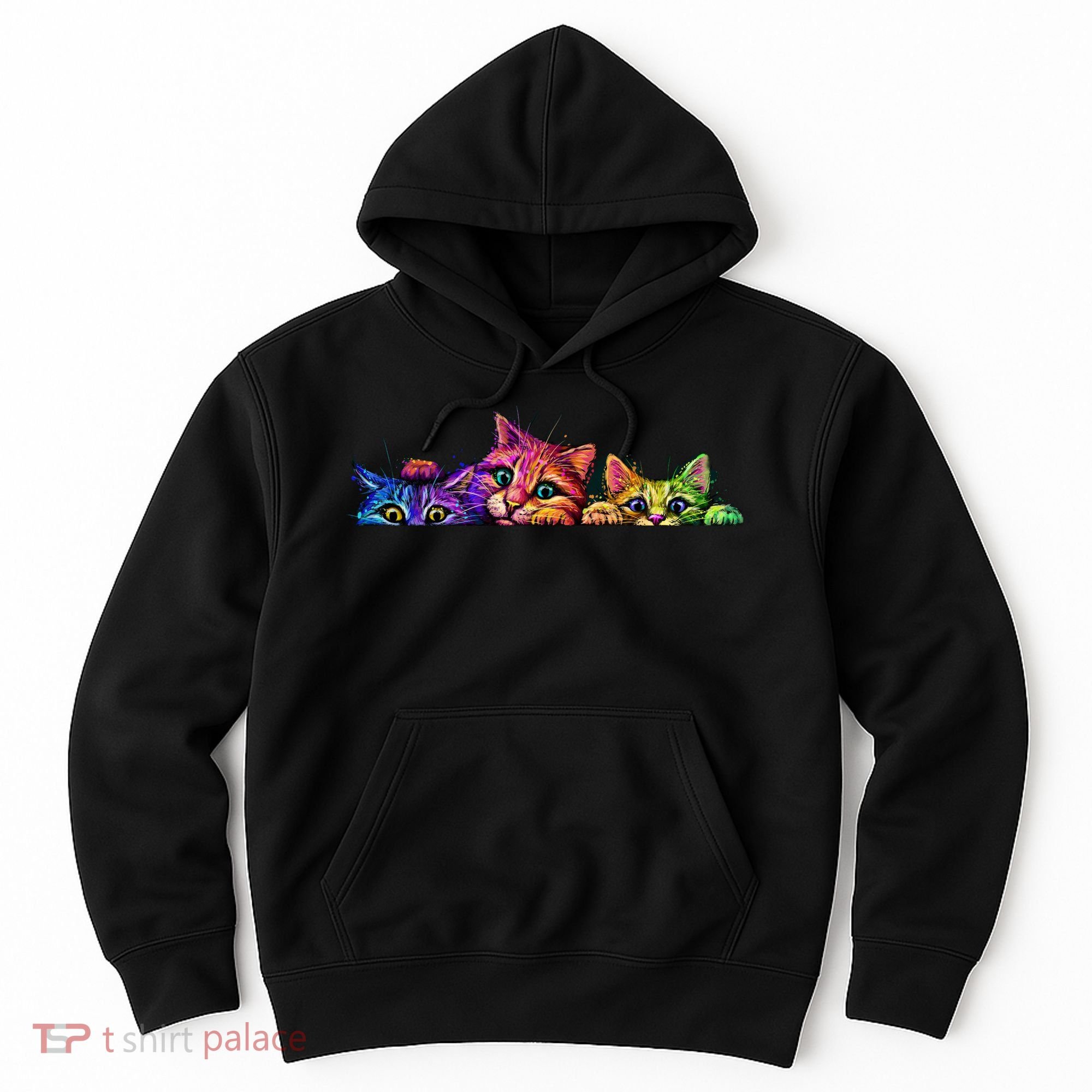 Realistic Cats Peeking Out Of Pocket Hoodie