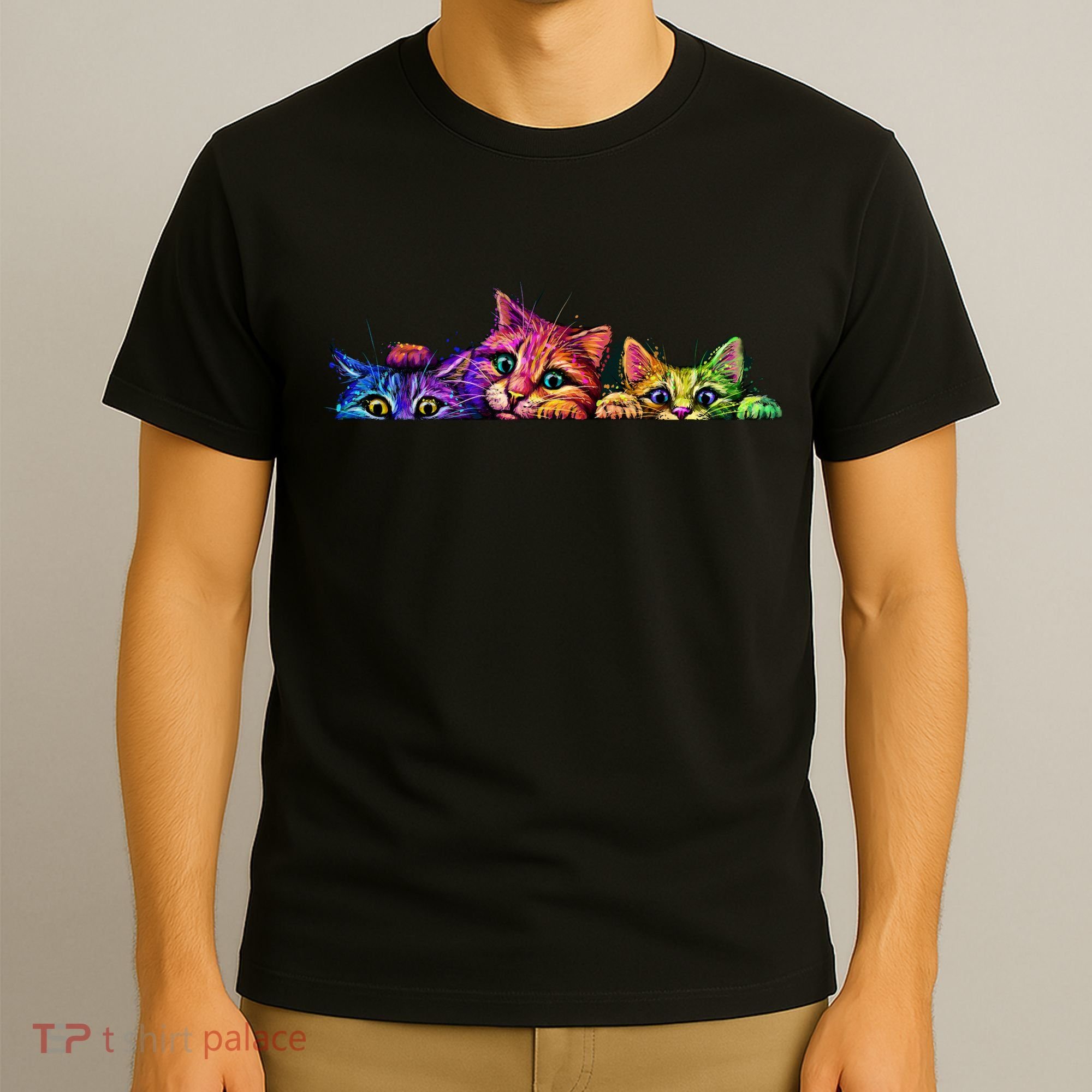 Realistic Cats Peeking Out Of Pocket T-Shirt
