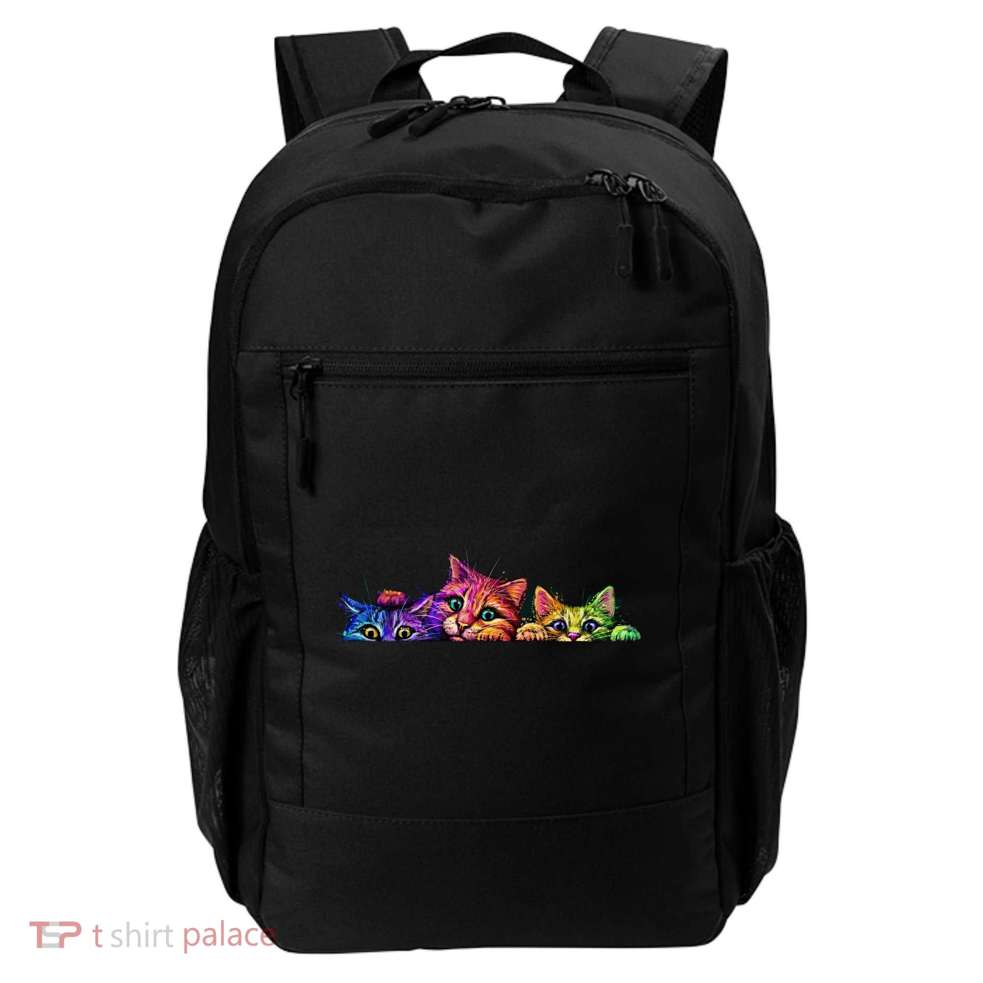 Realistic Cats Peeking Out Of Pocket Backpack