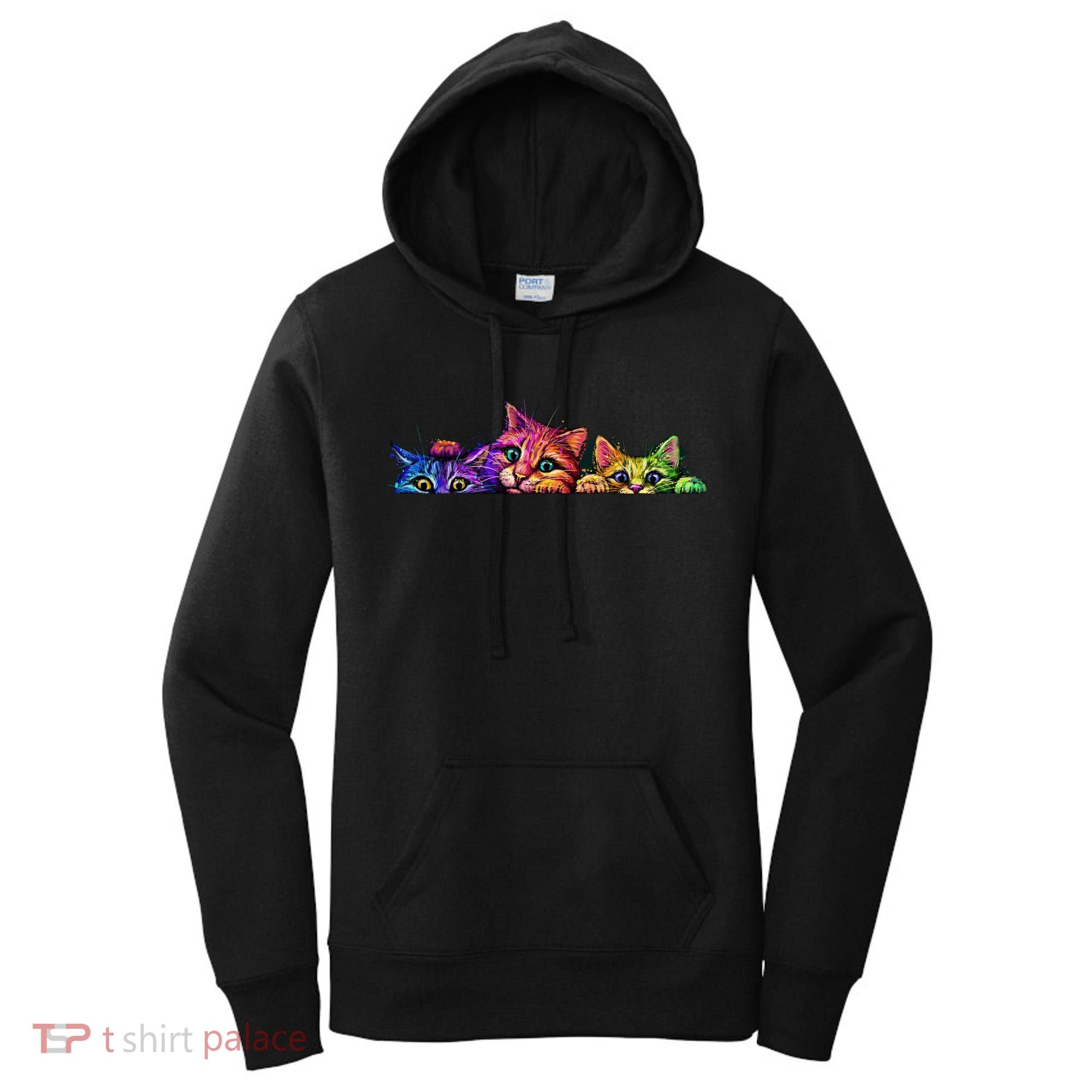 Realistic Cats Peeking Out Of Pocket Women's Hoodie