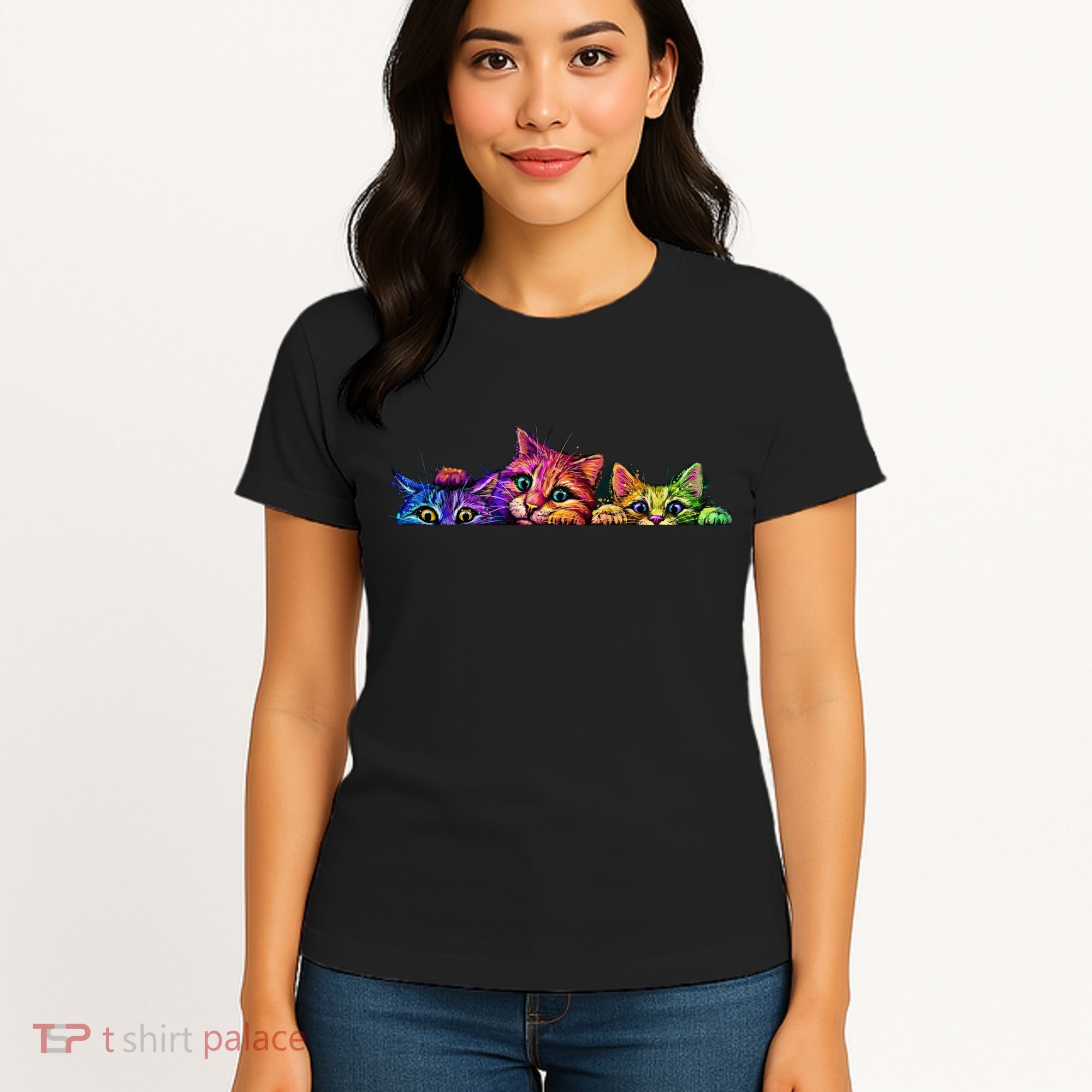 Realistic Cats Peeking Out Of Pocket Women's T-Shirt