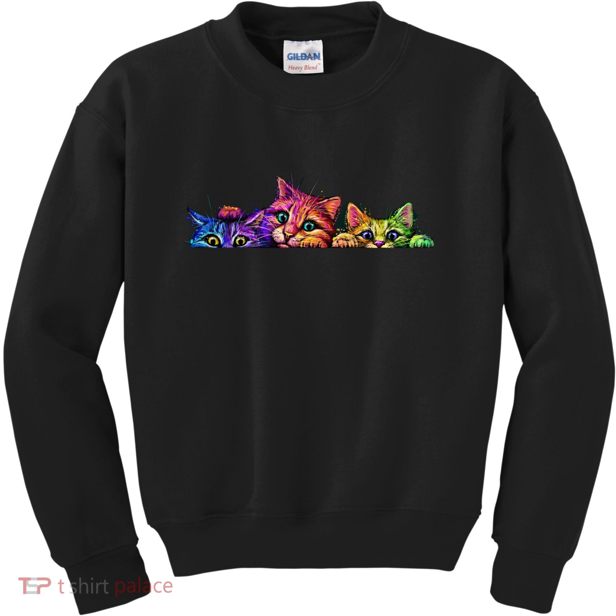 Realistic Cats Peeking Out Of Pocket Kids Sweatshirt