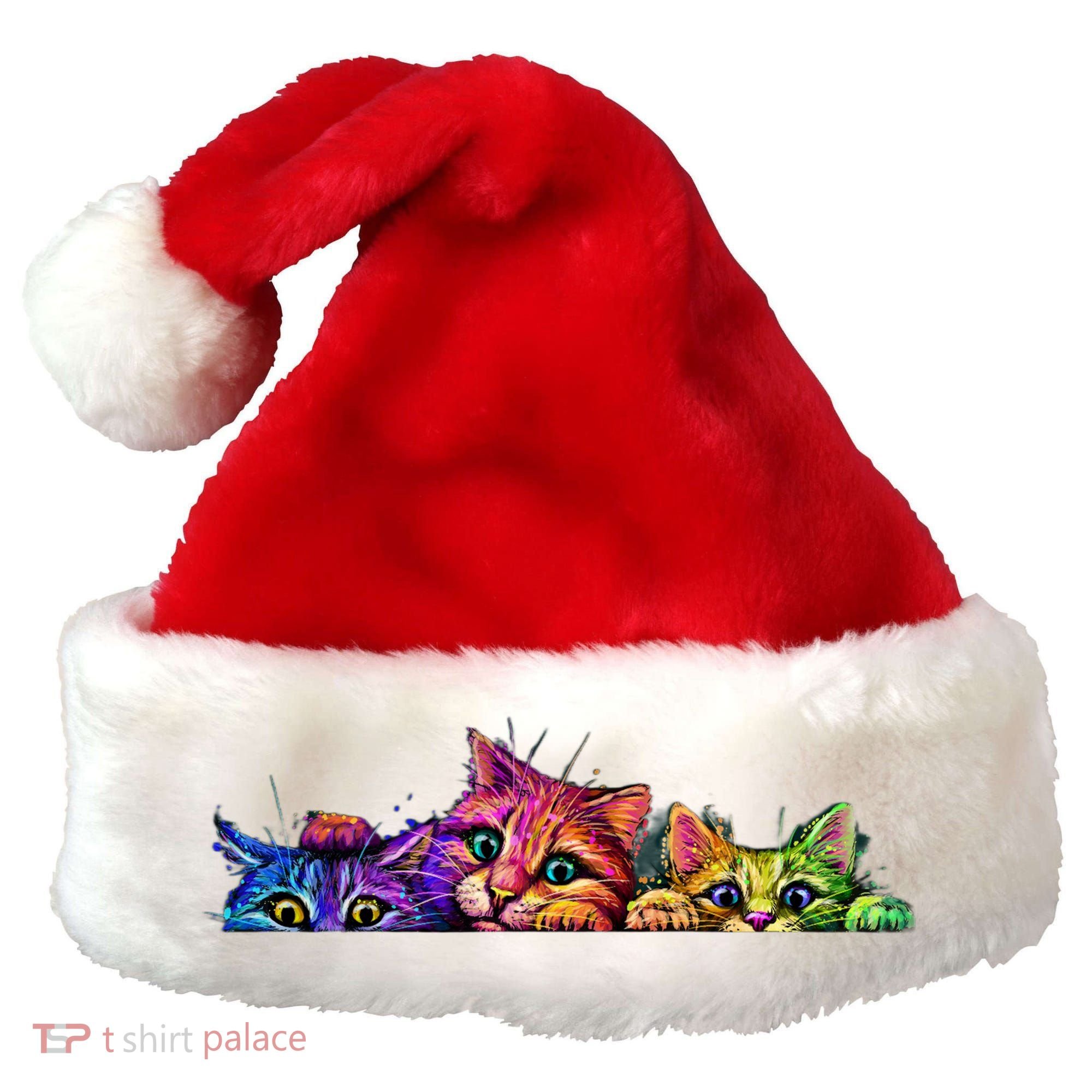 Realistic Cats Peeking Out Of Pocket Santa Hat