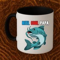 Reel Cool Papa Funny Gift Grandpa Fathers Day Fishing Gift Great Gift Coffee Mug thumb 2