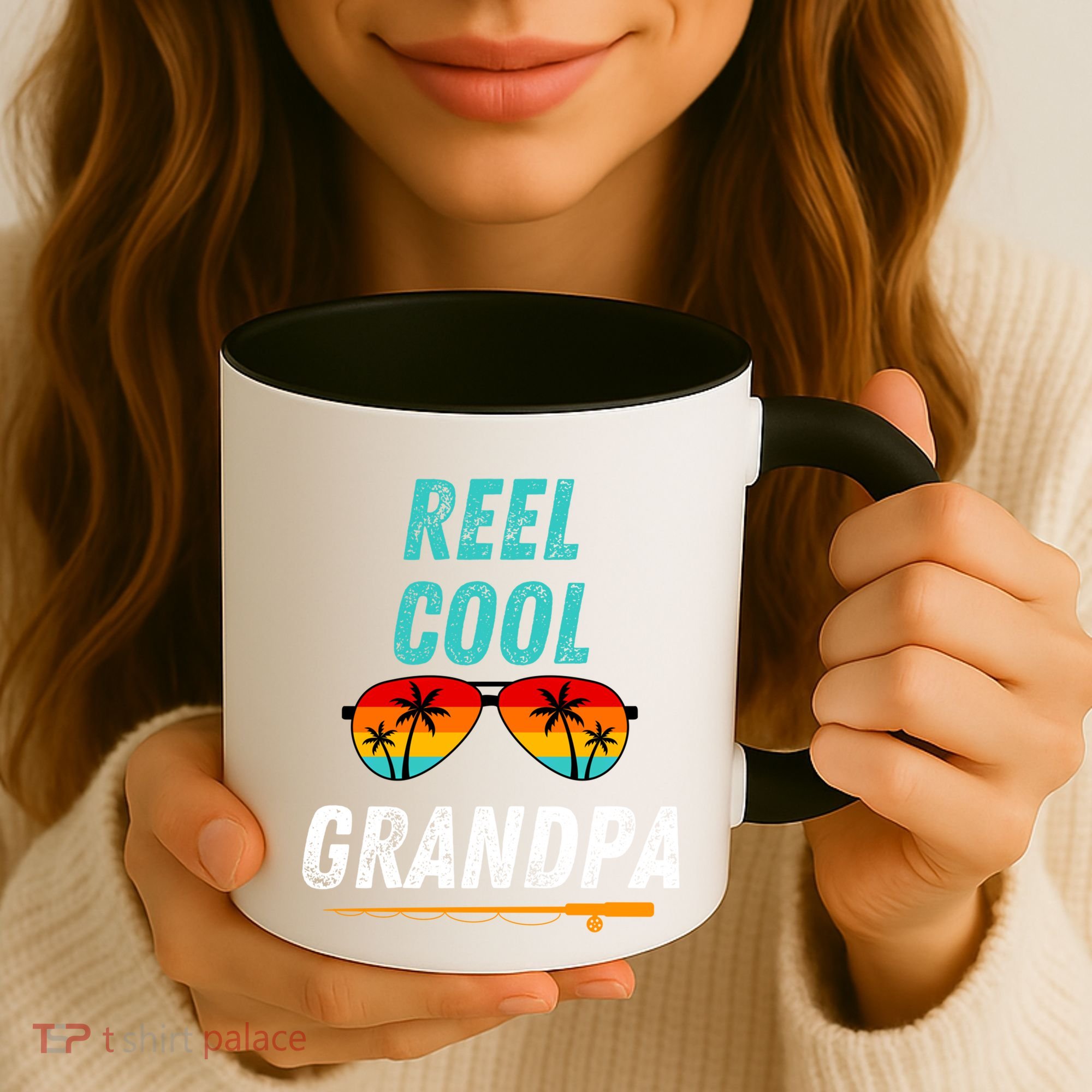 Reel Cool Papa Funny Fishing Grandpa Dad Gift Coffee Mug