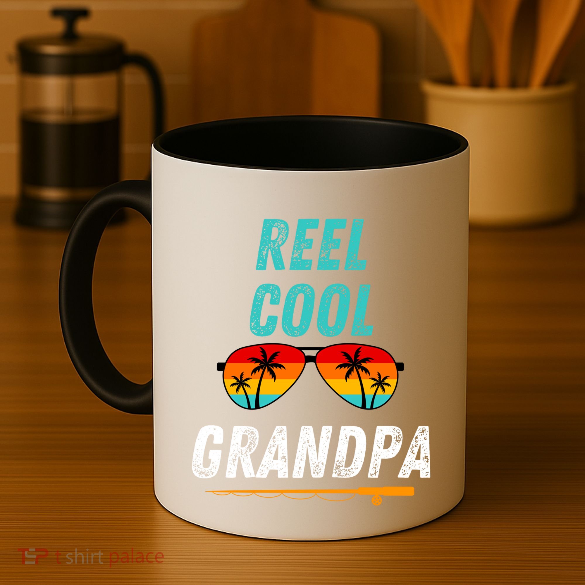 Reel Cool Papa Funny Fishing Grandpa Dad Gift Coffee Mug