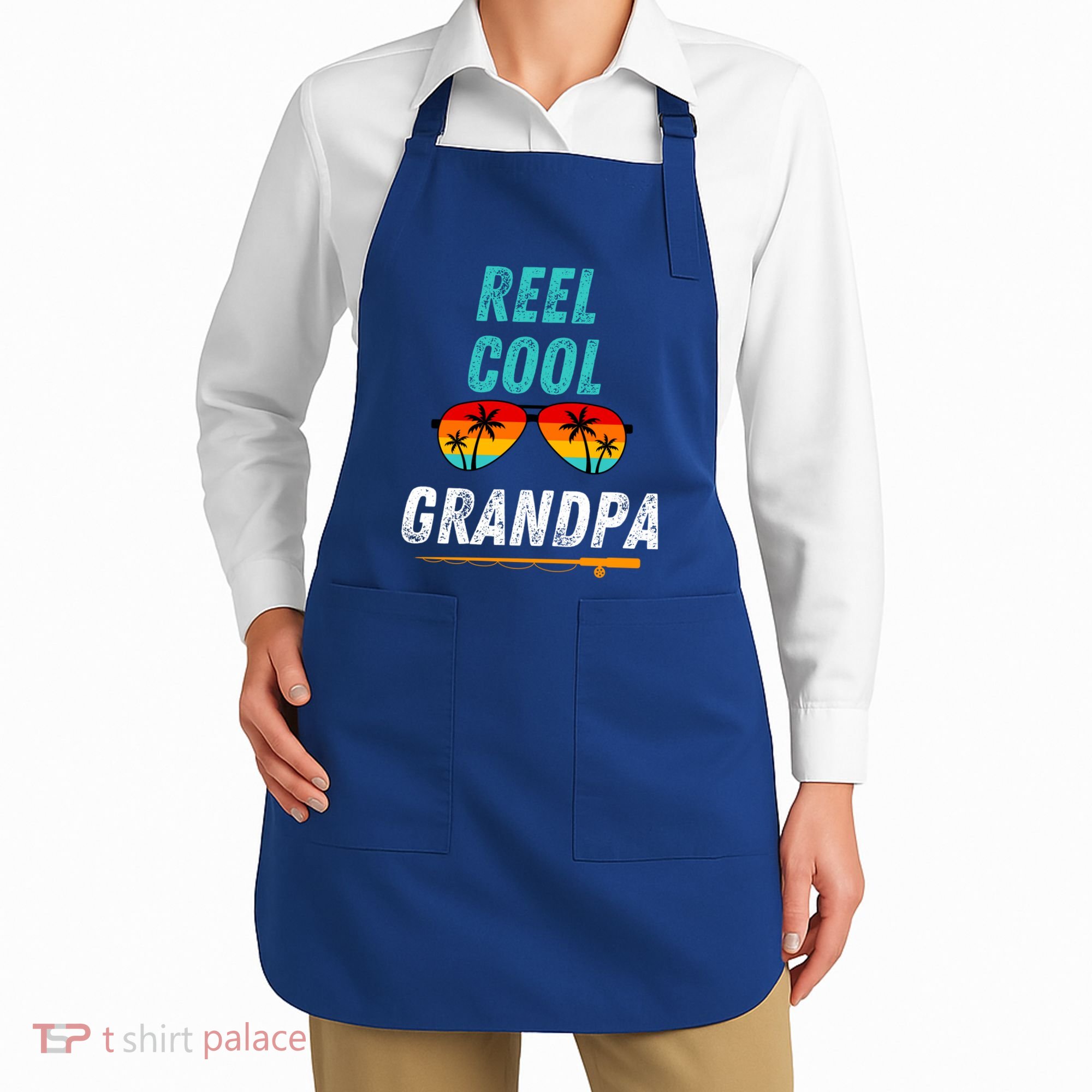 Reel Cool Papa Funny Fishing Grandpa Dad Gift Apron