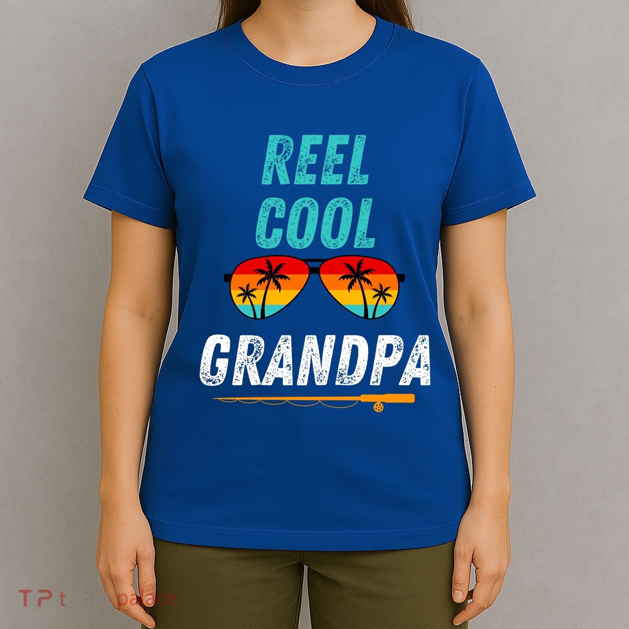 Reel Cool Papa Funny Fishing Grandpa Dad Gift T-Shirt