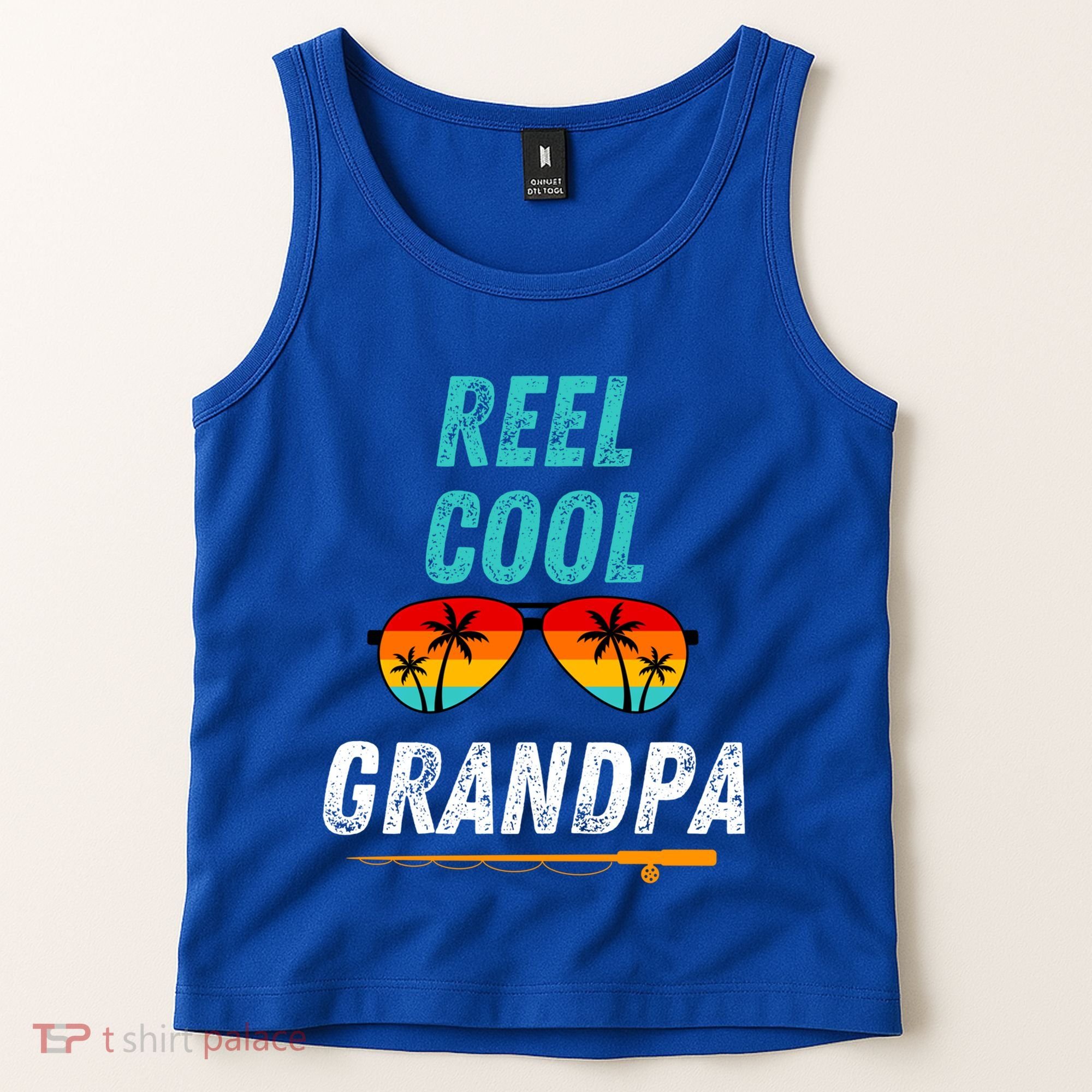 Reel Cool Papa Funny Fishing Grandpa Dad Gift Tank Top