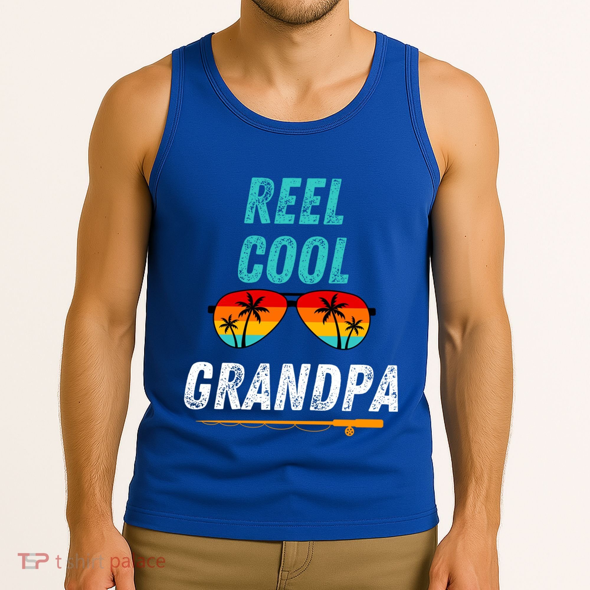 Reel Cool Papa Funny Fishing Grandpa Dad Gift Tank Top