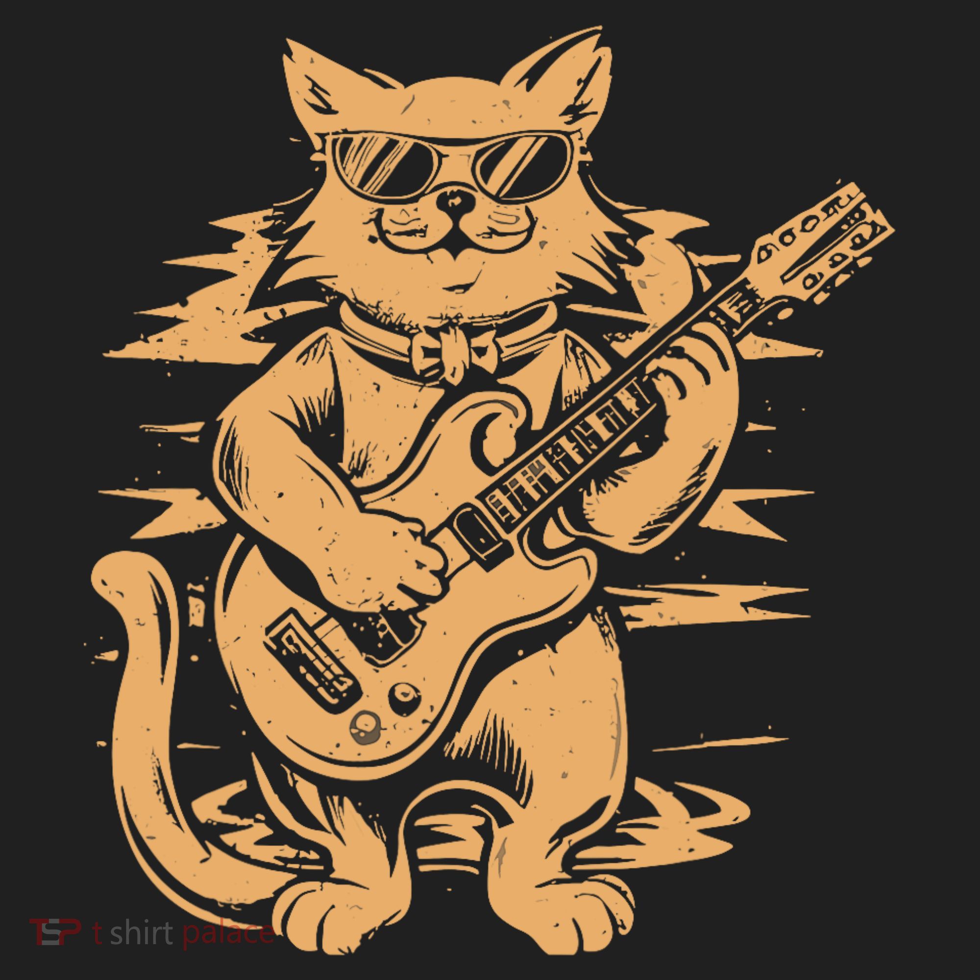 Rock Cat Playing Guitar Rock Kitty Funny Guitar Cat Women's Sweatshirt