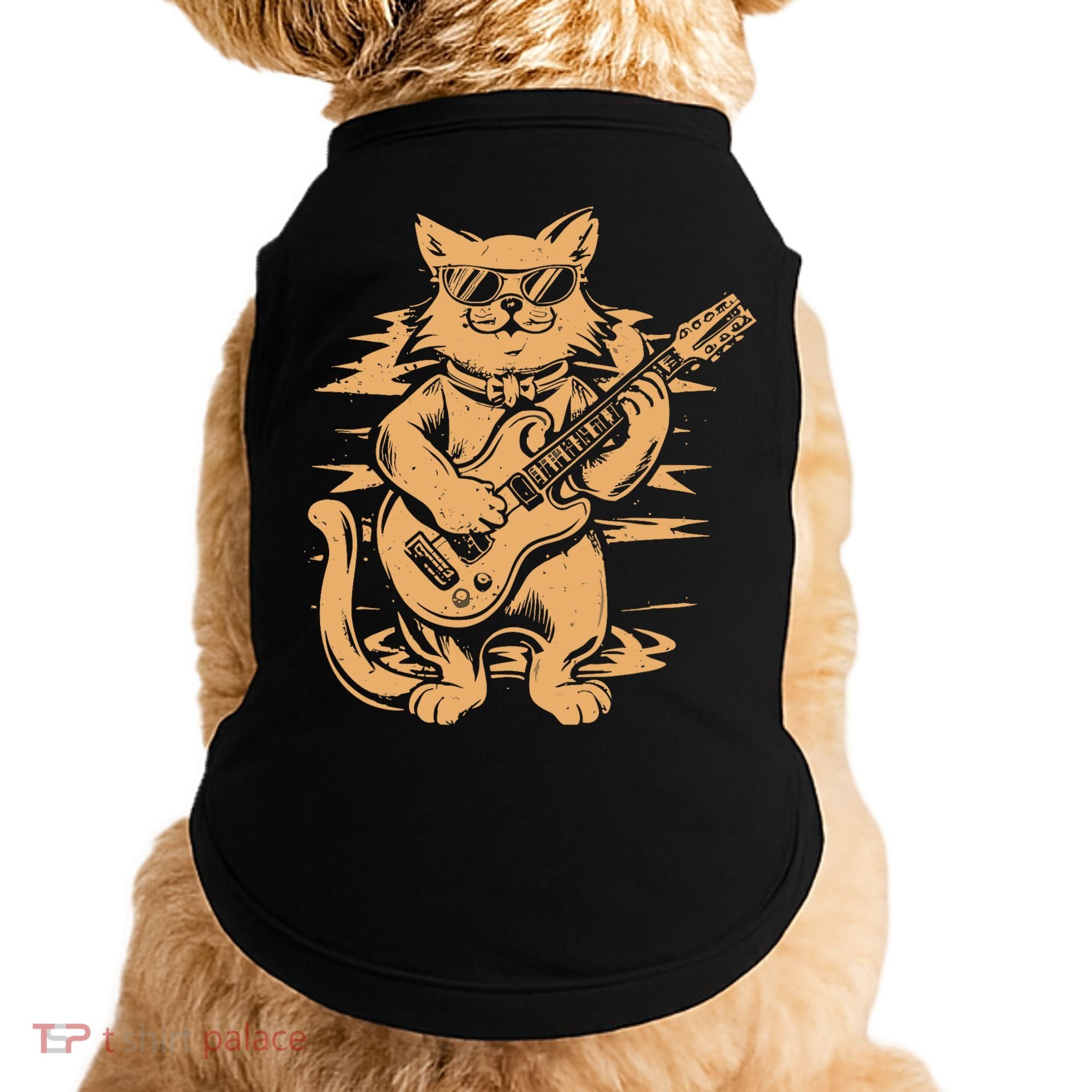 Rock Cat Playing Guitar Rock Kitty Funny Guitar Cat Doggie Tank