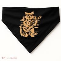 Rock Cat Playing Guitar Rock Kitty Funny Guitar Cat USA-Made Doggie Bandana thumb 0