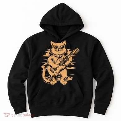 Rock Cat Playing Guitar Rock Kitty Funny Guitar Cat Hoodie