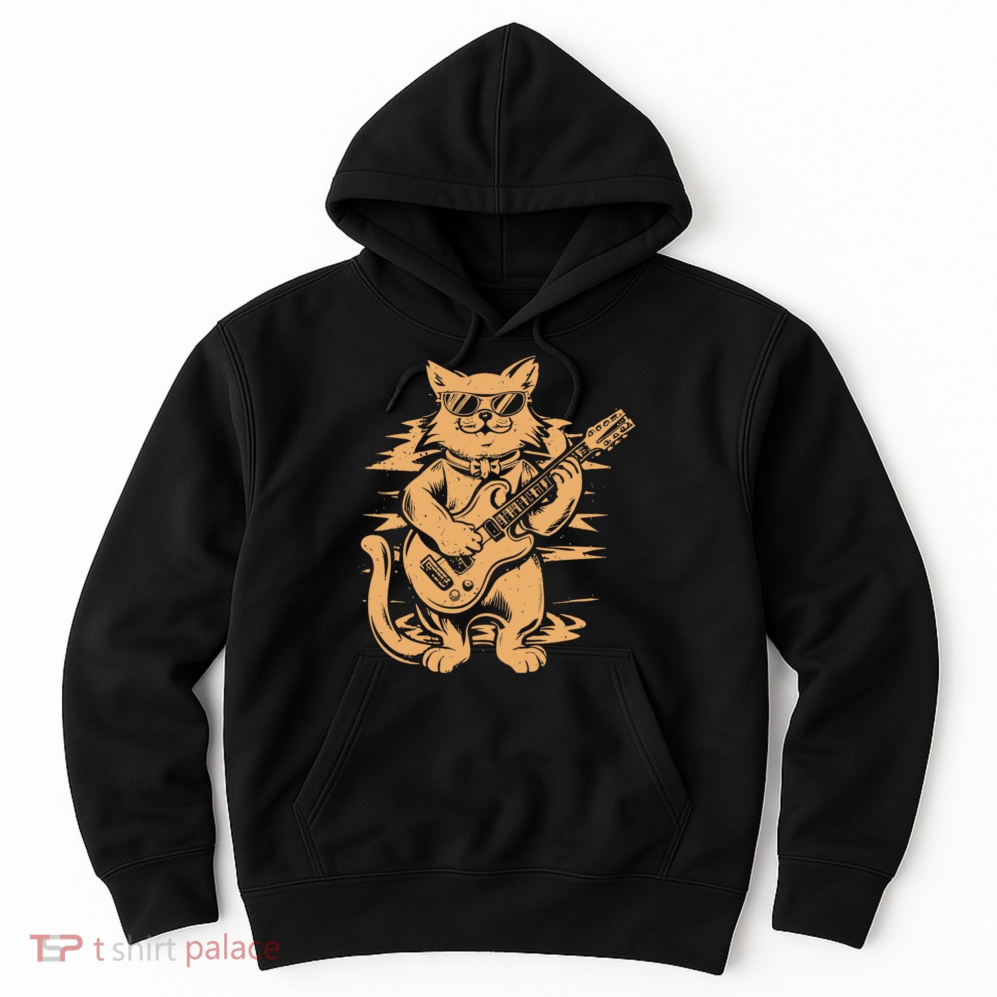 Rock Cat Playing Guitar Rock Kitty Funny Guitar Cat Hoodie