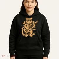 Rock Cat Playing Guitar Rock Kitty Funny Guitar Cat Hoodie thumb 5