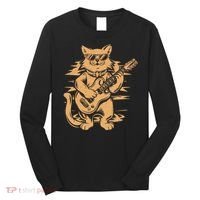 Rock Cat Playing Guitar Rock Kitty Funny Guitar Cat Long Sleeve Shirt thumb 0