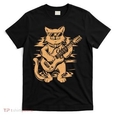 Rock Cat Playing Guitar Rock Kitty Funny Guitar Cat T-Shirt