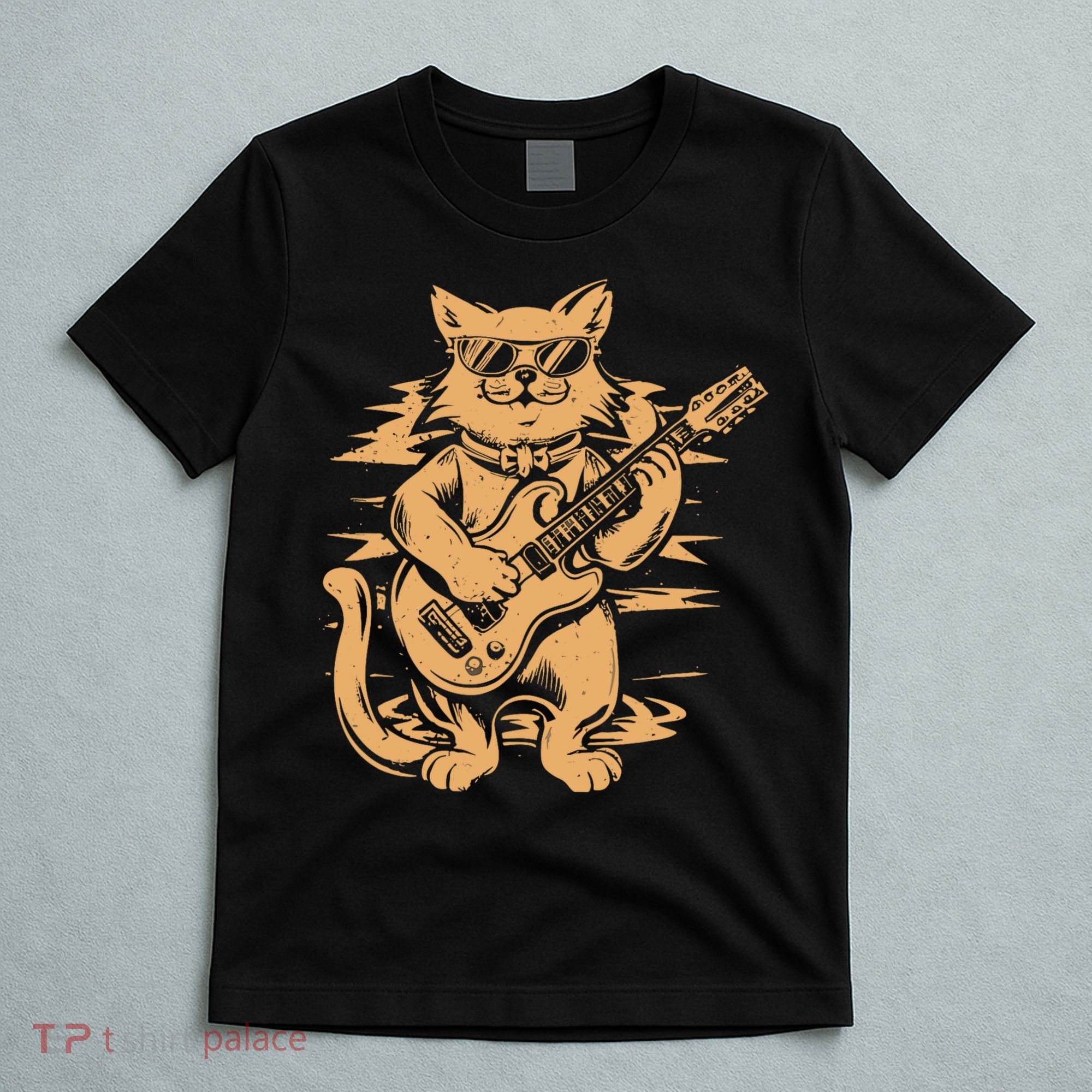 Rock Cat Playing Guitar Rock Kitty Funny Guitar Cat T-Shirt