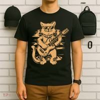 Rock Cat Playing Guitar Rock Kitty Funny Guitar Cat T-Shirt thumb 6