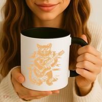 Rock Cat Playing Guitar Rock Kitty Funny Guitar Cat Coffee Mug thumb 3