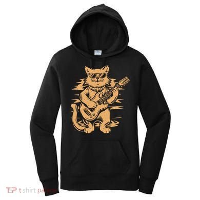 Rock Cat Playing Guitar Rock Kitty Funny Guitar Cat Women's Hoodie