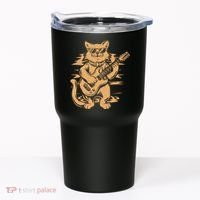 Rock Cat Playing Guitar Rock Kitty Funny Guitar Cat Tumbler thumb 0