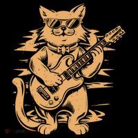 Rock Cat Playing Guitar Rock Kitty Funny Guitar Cat Mousepad thumb 1