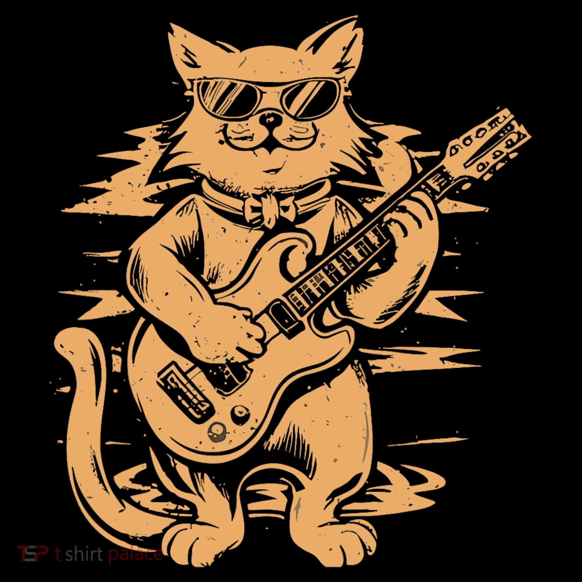Rock Cat Playing Guitar Rock Kitty Funny Guitar Cat Ornament