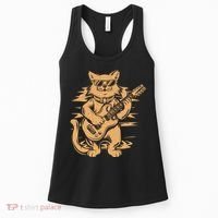 Rock Cat Playing Guitar Rock Kitty Funny Guitar Cat Women's Tank Top thumb 0