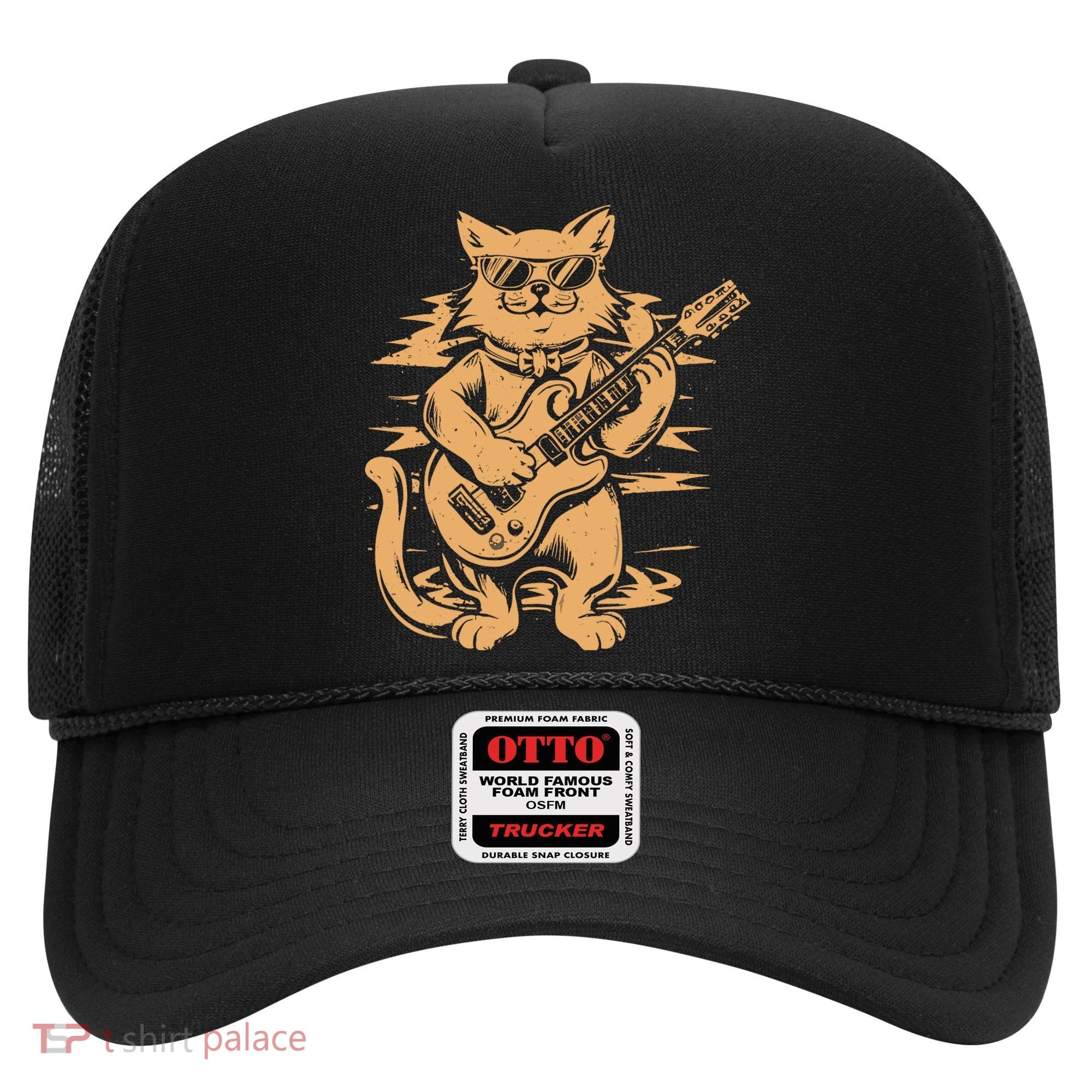 Rock Cat Playing Guitar Rock Kitty Funny Guitar Cat Hat