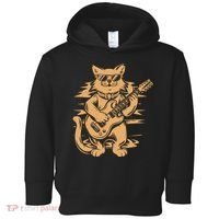 Rock Cat Playing Guitar Rock Kitty Funny Guitar Cat Toddler Hoodie thumb 0