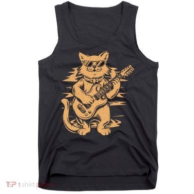 Rock Cat Playing Guitar Rock Kitty Funny Guitar Cat Tank Top