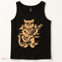 Rock Cat Playing Guitar Rock Kitty Funny Guitar Cat Tank Top thumb 2