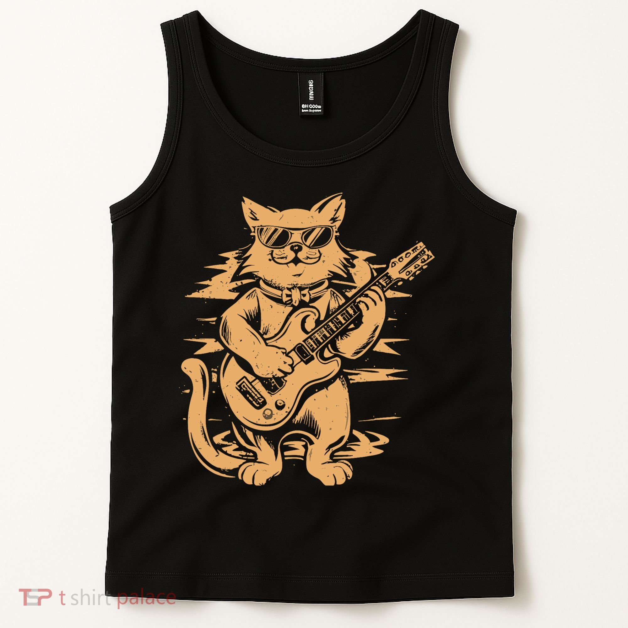 Rock Cat Playing Guitar Rock Kitty Funny Guitar Cat Tank Top