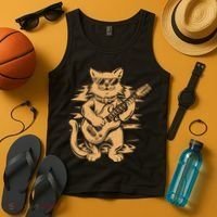 Rock Cat Playing Guitar Rock Kitty Funny Guitar Cat Tank Top thumb 4