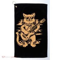 Rock Cat Playing Guitar Rock Kitty Funny Guitar Cat Golf Towel thumb 0