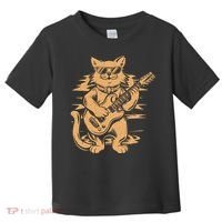 Rock Cat Playing Guitar Rock Kitty Funny Guitar Cat Toddler T-Shirt thumb 0