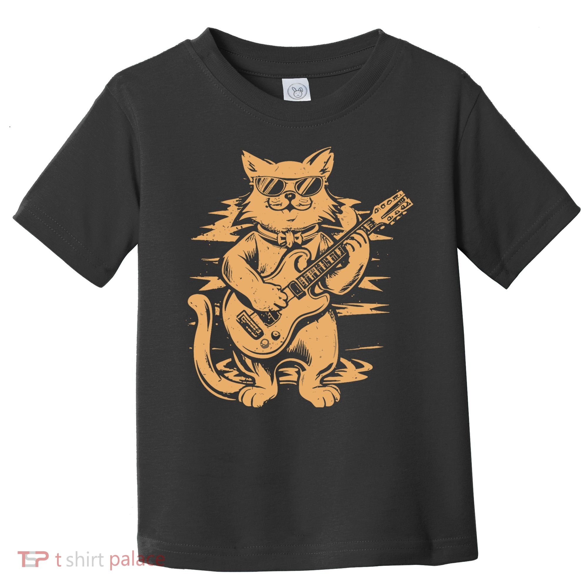 Rock Cat Playing Guitar Rock Kitty Funny Guitar Cat Toddler T-Shirt