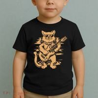 Rock Cat Playing Guitar Rock Kitty Funny Guitar Cat Toddler T-Shirt thumb 2
