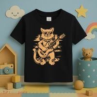 Rock Cat Playing Guitar Rock Kitty Funny Guitar Cat Toddler T-Shirt thumb 3